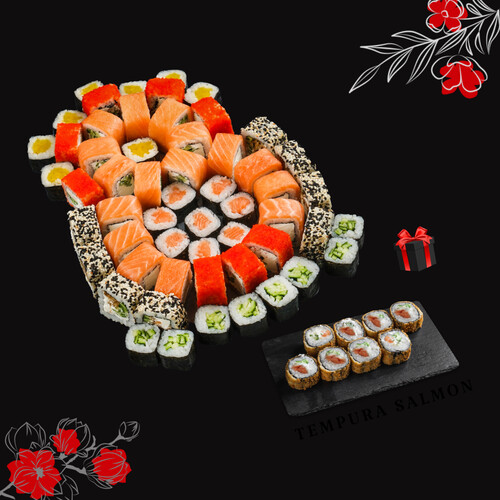 Սեթ «Harmony» 56 կտոր + Ռոլլ «Tempura salmon» 8 կտոր